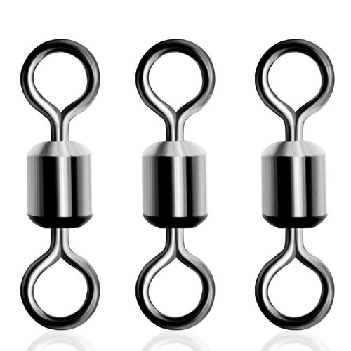 SILANON Rolling Barrel Fishing Swivel,120pcs Stainless Steel Black Nickel Fishing Line Connector Swivels Fishing Tackle for Saltwater 30LB to 335LB