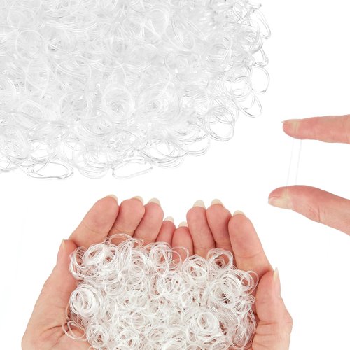 Expressions 3,000pc Hair Elastics - Clear - 3 Pack Snag-Free Rubber Bands for Easy Hairstyling - Mini Hair Rubberbands for Women, Toddlers, and Girls
