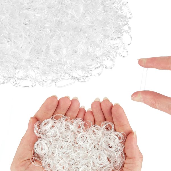 Expressions 3,000pc Hair Elastics - Clear - 3 Pack Snag-Free Rubber Bands for Easy Hairstyling - Mini Hair Rubberbands for Women, Toddlers, and Girls