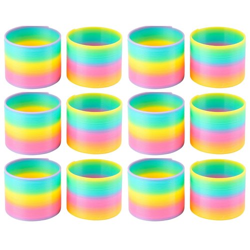 Bulk - Set of 12 Rainbow Magic Spring Coil Toy - 3" Size - Sensory Fidget Toy - Relaxing & Mesmerizing - Stair Walking Fun Classic Toy - Party Favor Prizes Goody Bags Gifts (1 Dozen)