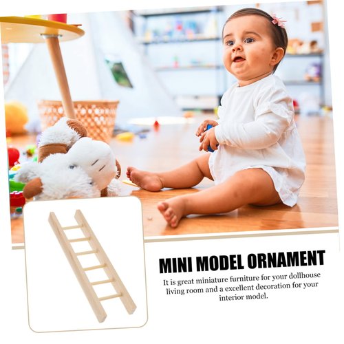 Toyvian 2pcs Mini Ladder Pet Toy Mini Doll House Miniature Dollhouse Furniture Wood Ladder Tiny Ladder Figurine Miniature Ladder Decor Mini Wood Ladder Mini Wood Ladders Pocket Model Moss
