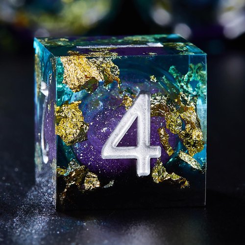 Joylord Sharp Edge Resin Dice Set for Dungeons and Dragons | Liquid Core & Gold Foil Design | Handcrafted Polyhedral DND Dice | RPG D and D Role Playing Games Dice Set DND | D20 D12 D10 D8 D6 D4