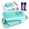 TYHJOY Mini Chip Bag Sealer, Handheld Heat Vacuum Sealer and Cutter, Portable Resealer Machine for Snack Plastic Fresh Bags Cookies - Green - 2xAA Batteries Included