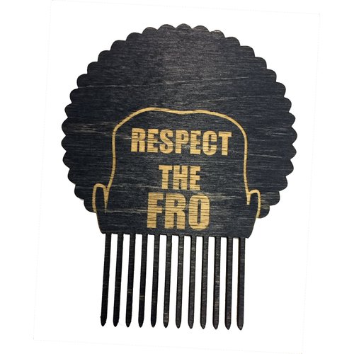 Respect The Fro - Men's Man Novelty Hair Comb Pick - 3D Laser Engraved - Great for Afros
