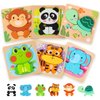 edutree Wooden Puzzles for Toddlers 2-4, 6 Pack Animal Shape Puzzle Montessori Toys for 1 2 3 Year Old, Educational Learning Toys for Girls Boys