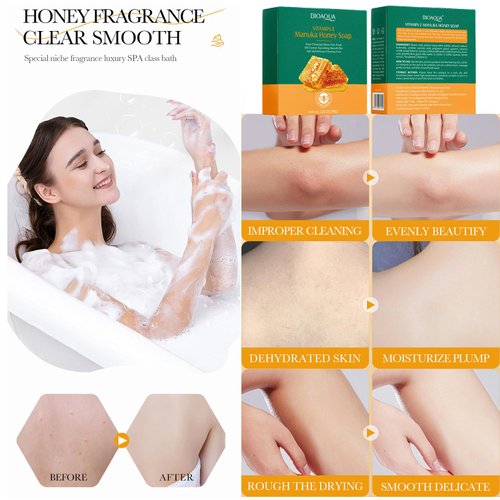 BIOAQUA Vitamin E Manuka Honey Soap Deep Cleansing Foam Oil Control Nature Nourishing Smooth Moisturizing Skin 80g / 2.82oz