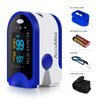 AccuMed Fingertip Pulse Oximeter, Sp02 Finger Blood Pulse Oxygen Monitor, w/Carrying case, Lanyard Silicon Case & Battery CMS-50D (Blue)