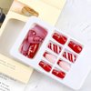 Christmas Press On Nails Medium Square, 24Pcs Christmas Fake Nails Red French Tips Stiped White Snowflake Designs Stick On Nails for Women Girls Christmas Nail Accessories
