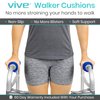Vive Walker Grips - Padded Hand Covers - Soft Cushion Padding Medical for Folding Rolling Wheelchair, Rollator Handle, Senior, Elderly Grippers - Crutch Handle Pads - Mobility Aid Hand Cushion (Blue)
