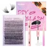 Yinaber Lash Extension Kit DIY 280pcs Individual Lash Clusters Kit 30D Curl 8-16mm Mix Cluster Eyelash Extension Kit with Lash Bond and Seal and Lash Tweezers for Self (30D-0.07D-8-16Mix KIT)