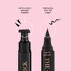 The Quick Flick Winged Eyeliner Stamp – Waterproof & Smudge Proof Vegan Cat Eye Stamp Eyeliner – 3mm Thick Winged Stamp & 8mm Petite Felt-Tip Liquid Hypoallergenic Eyeliner Pen (Intense Black-2 Pen)