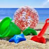 Hsei 3 Pcs Inflatable Beach Ball Glitter Beach Ball Christmas Swimming Pool Balls Floatable Confetti Ball Christmas Outdoor Decor for Beach Party Xmas Party Favor(Rose Gold)