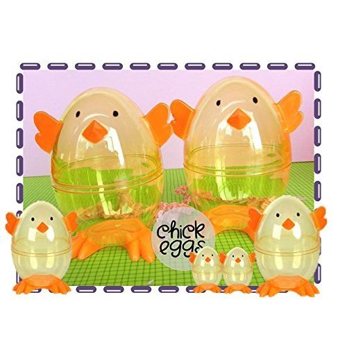 Clear Chick Shaped Easter Eggs 3 Fillable Treat Containers