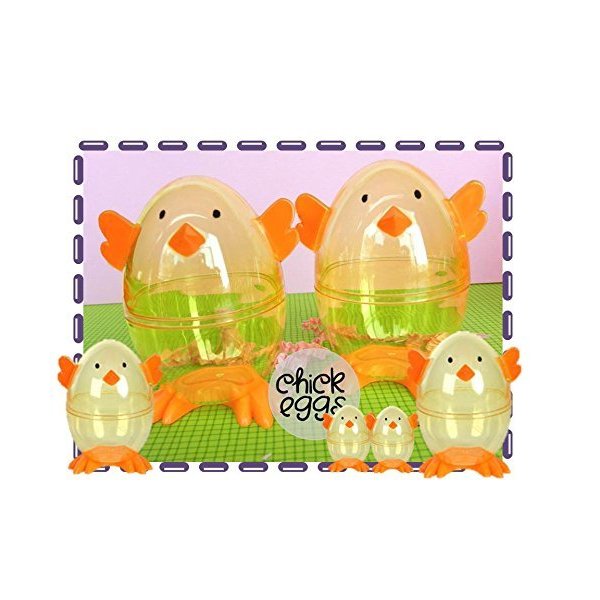 Clear Chick Shaped Easter Eggs 3 Fillable Treat Containers