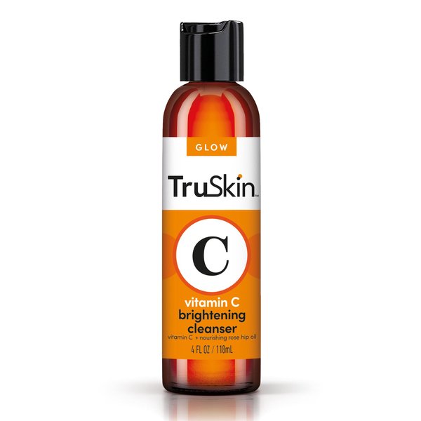 TruSkin Vitamin C Cleanser for Face - Brightening Face Wash with Vitamins C & E, Rosehip Oil, Aloe Vera and MSM - Deep Clean and Refresh for Radiant, Healthy-Looking Skin, 4 fl oz