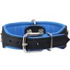 Real Leather Soft Leather Padded Dog Collar Bull Terrier 1.75" Wide. (13"-15.25" Neck, Black/Blue)