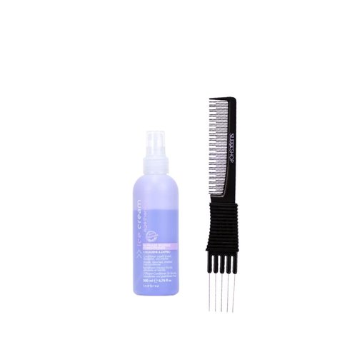 kuss Inebrya Ice Cream Age-Therapy Bi-Phase Blonde Conditioner (6.76 oz) with Teasing Comb Pack of 1
