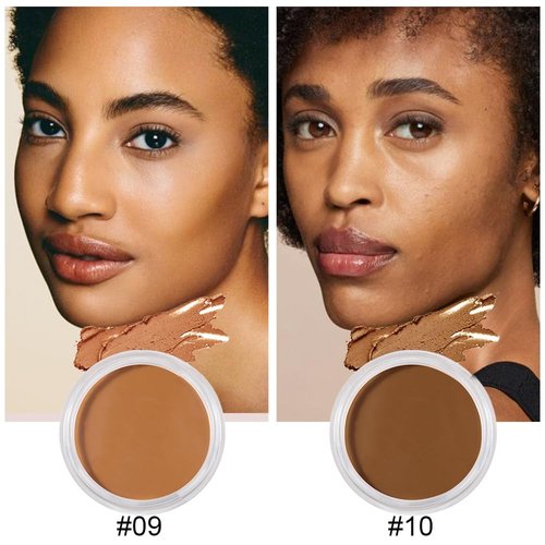 Kaely 2Pcs Cream Pot Concealer Full Coverage Set,Conceal Brighten Dark Circles,under Eye Color Correcting Concealer,Waterproof Foundation Palette with Brush,corrector de ojeras,Vegan Makeup,09+10