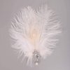 Aimimier 1920s Flapper White Feather Headpiece Crystal Pendant Hair Clip Roaring 20s Feather Accessories Masquerade Hair Jewelry for Women