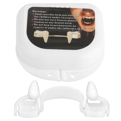 QIRG Vampire Fangs, Halloween Retractable Plastic Silicone Horrifying Vampire Fangs Teeth Realistic Reusable Scary Costume Decoration Fake False Teeth for Themed Party, Cosplay, Carnival(X2479)