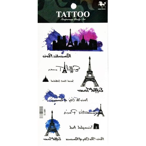 NipitShop 1 Sheet Eiffel Tower Paris France French landmark Boys Tattoos Body Art Tattoo Sticker Waterproof emovable Body Art Tattoos