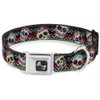 Buckle-Down Dog Collar Seatbelt Buckle Sugar Skulls Zarape Multi Color 15 to 26 Inches 1.0 Inch Wide (DC-W34561-L)