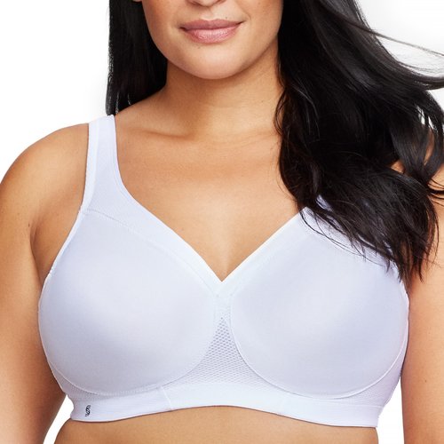 Glamorise Full Figure Plus Size MagicLift Seamless Sports Bra Wirefree #1006 White