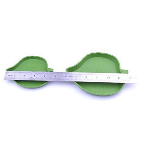 pranovo 2 Pack Leaf Reptile Food and Water Bowl for Pet Aquarium Ornament Terrarium Dish Plate Lizards Tortoises or Small Reptiles