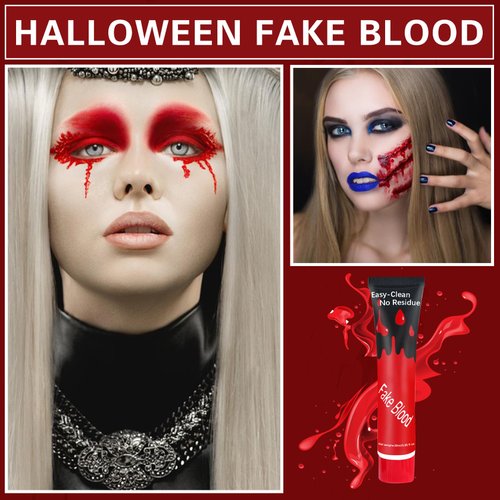ZHISHUDL Fake Blood Cream Realistic Effects Fake Blood Makeup Washable Fake Blood for Scar Wound and Clothes Halloween Sfx Makeup Zombie Makeup Vampire Makeup