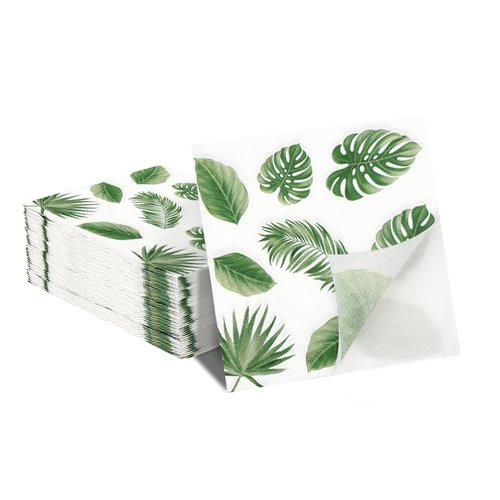 LMJUNZZ 120 Pcs Hawaiian Luau Party Napkins Tropical Palm Leaf Disposable Paper Napkins for Tropical Tiki Themed Luncheon Party Supplies Decoration