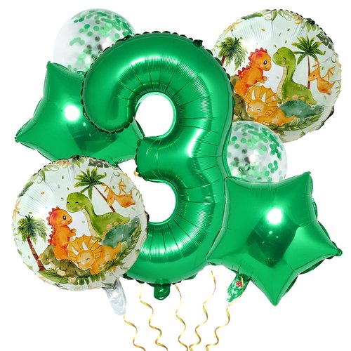 Dinosaur 3rd Birthday Balloon Decorations for Boy-Green Number 3 Balloon for Kids Birthday Decorations,Dino Ranch Dinosaur Jurassic World Birthday Party Favors For Boy,Kids,3rd Birthday Party Supplies