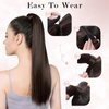 SEGO Pro Ponytail Extensions Human Hair Long Straight Ponytail Hair Extensions with Magic Paste Wrap Around Clip in Ponytail Extensions Real Human Hair,22inch #1B Jet Black,95g