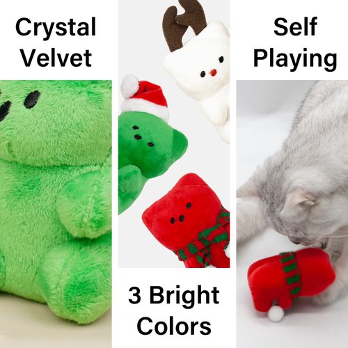 Mooipur Christmas Dog Toys, Gummy Bear Plush Toys, Cute Dog Squeaky Toy, Interactive Stuffed Dog Toy for Small and Medium Dogs, for Dogs and Cats, Santa Bear