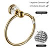 WINCASE Crystal Towel Ring, Gold Towel Holders for Bathrooms, Round Hand Towel Rack Wall Mounted Decorative