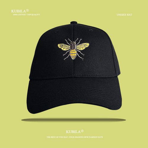 KUBILA Black Queen Bee Snapback Baseball Cap for Men and Women - Embroidered Hat for Stylish Summer Outdoor Activities.