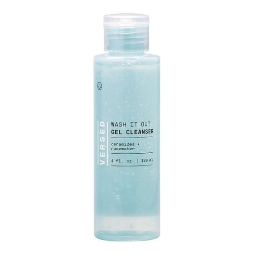 Versed Wash It Out Gel Face Cleanser - Mild, Non-Stripping Gentle Gel Facial Wash with Nourishing Rosewater and Moisturizing Ceramides - Vegan (4 fl oz)