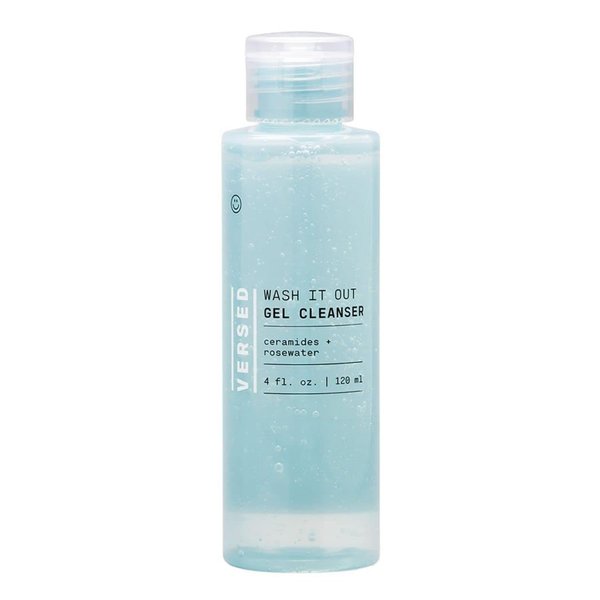 Versed Wash It Out Gel Face Cleanser - Mild, Non-Stripping Gentle Gel Facial Wash with Nourishing Rosewater and Moisturizing Ceramides - Vegan (4 fl oz)