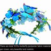 Blue Butterflies Crown Flowers Headband Hair Wreath Floral Garland Headpiece