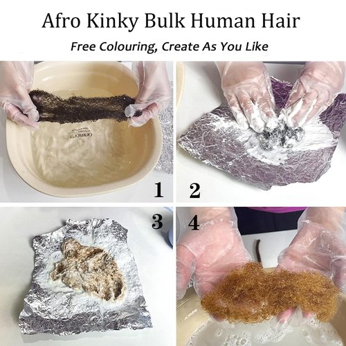 EV&ET Tight Afro Kinky Bulk 100 ％ Real Human Hair for Draedlock Hair Extensions, Repair Locs, Twists and Braids 1 Pack (8 inch, natural black)