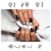 13 Sheets Black Nail Stickers Boho Retro Nail Decals Black Nail Tattoos Water Transfer Nail Decals Nails Supply Necklace Jewelry Feather Nail Design for Women Nail Art DIY Decoration