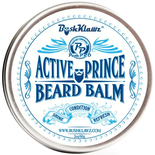 BushKlawz Beard Balm Leave-in Conditioner, 2 oz - Active Prince Scent - Best Conditioner for Men's Beard and Gifting