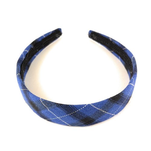 Fashion Accessories Now royal blue black white plaid headband 1 1/8 inches wide tartan fabric covered hair band plaid headband