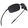 JULI Sports Polarized Sunglasses for Men Women Tr90 Rimless Frame for Running Fishing Golf Surf Driving(Black)