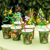 24 PCS Jungle Drinking Crazy Straws for Kids | Jungle Themed Animals Birthday Party Supplies Favors Decorations with 24 PVC Safari Charm, 2 Cleaning Brushes Reusable Straw