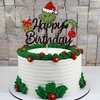 1 PCS Christmas Happy Birthday Cake Topper Assembled Glitter Santa Hat Gifts Light Green Christmas Cake Pick Decoration for Merry Christmas Baby Shower Kids Birthday Party Decorations Supplies