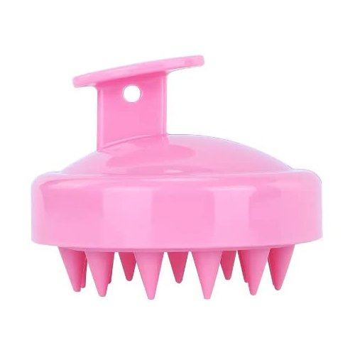 Hair Brush Soft Silicone Bristles for Shampooing Scalp Hair Care (Pink)