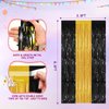 Black Gold 2 Pack Metallic Tinsel Foil Fringe Curtains, 3.3x8.3 Feet Black Gold Streamers for Party, Door Streamers Party Decorations, Party Streamers for Birthday Christmas Party Decorations