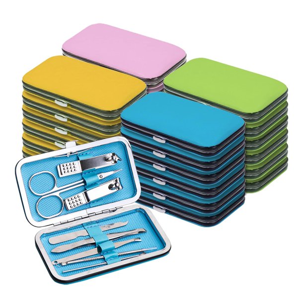 Manicure Set Bulk, Nail Clippers Kit Stainless Steel Fingernail Clippers Set, Sturdy Nail Tip Cutter Trimmers Professional Grooming Toenail Clippers Personal Pedicure Kits Gift (24 Pack 8 in 1)