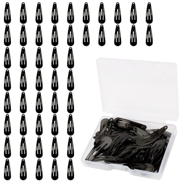 Clips for Hair Barrettes Women Metal Snap Hair Clips Accessories (50Pack, Black, 1.2 inch)