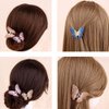 1 Piece Crystal Rhinestones Butterfly Hair Claw Clip Metal Jaw Claw Hair Clip Small Butterfly Design Bow Hair Claw Gripper for Girl Women Metal Butterfly Hair Clips(Blue)